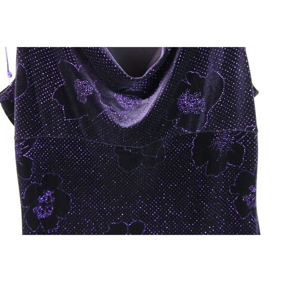 Necessary Objects Dress L Y2K 90s Purple Velvet Glitter Drape Neck Whimsigoth - Picture 7 of 8